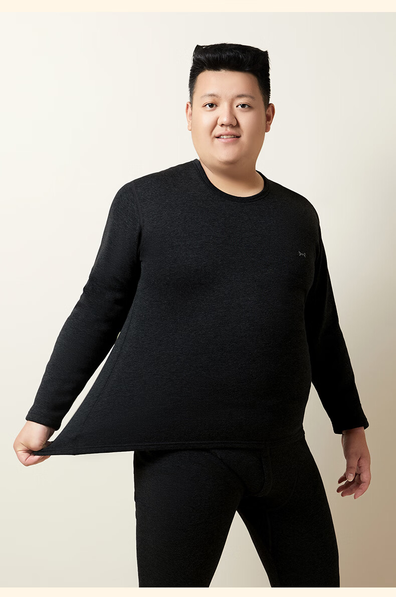 MiiOW Plus Size Cashmere Men's Thermal Underwear Set Fleece Lined Thickened Cold Resistant Autumn Winter Pajamas 14