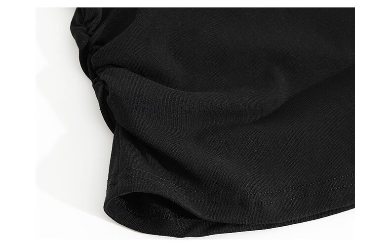 :CHOCOOLATE IT Lapel Shoulder Long Sleeve T-Shirt Women Short Pleated Waist Summer New Base Shirt Top White L 31