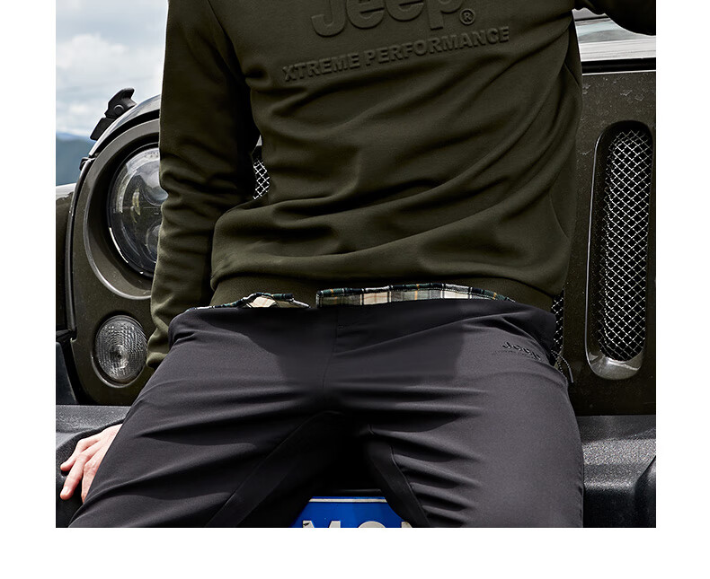 Jeep Men's Autumn Fleece-Lined Warm Long Sleeve Outdoor Loose Fit Crewneck Pullover Sweatshirt 4366 9