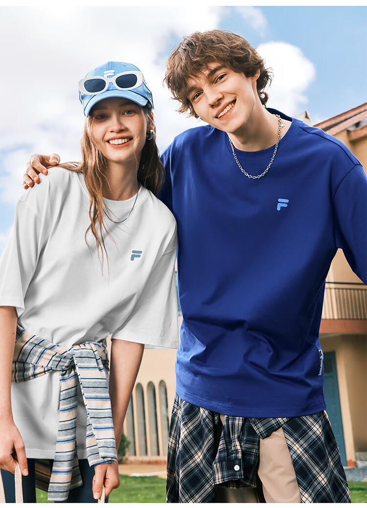 FILA FUSION Fashion Brand Zhang Hao Couple Knit Short Sleeve Shirt 2026 Spring Casual Loose Pure Cotton T-Shirt 29