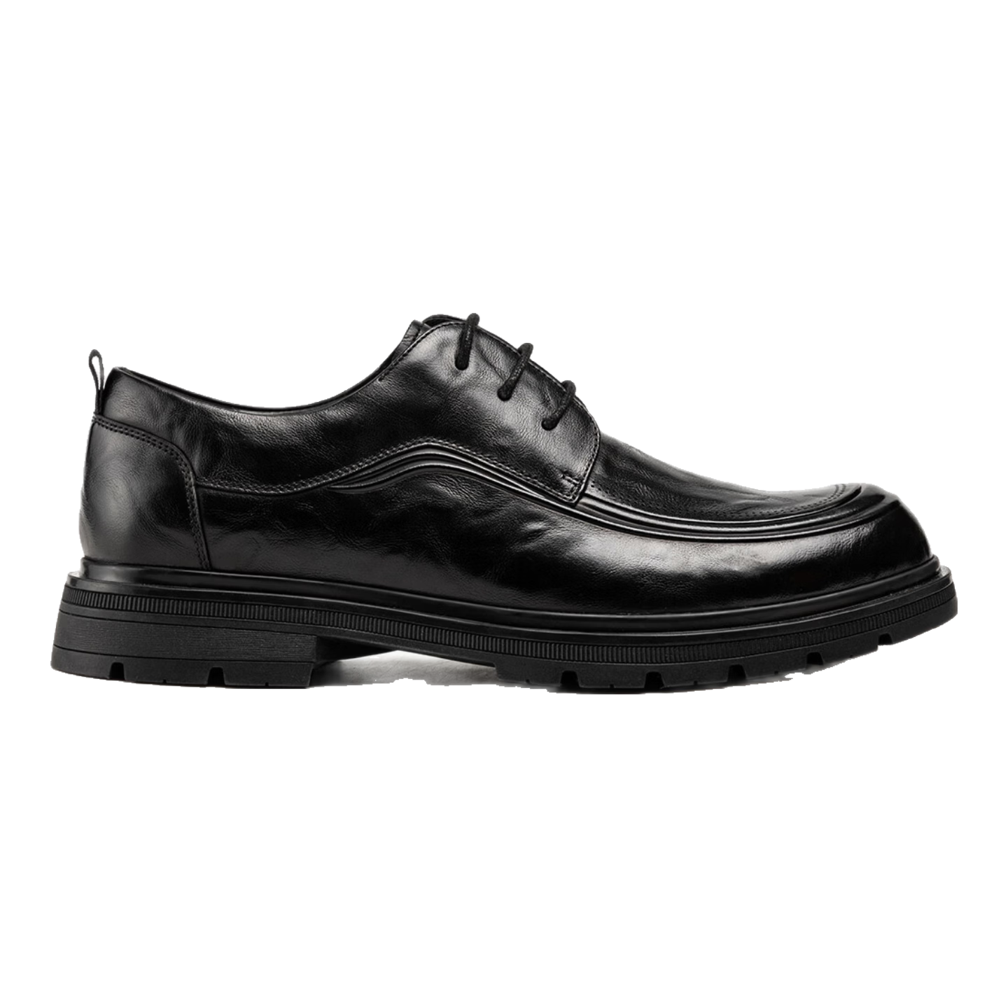 Aokang Men's Shoes, Autumn New Style, Business Casual, Wrinkled Texture, Fashionable Lace-Up Leather Shoes, Black, Size 42