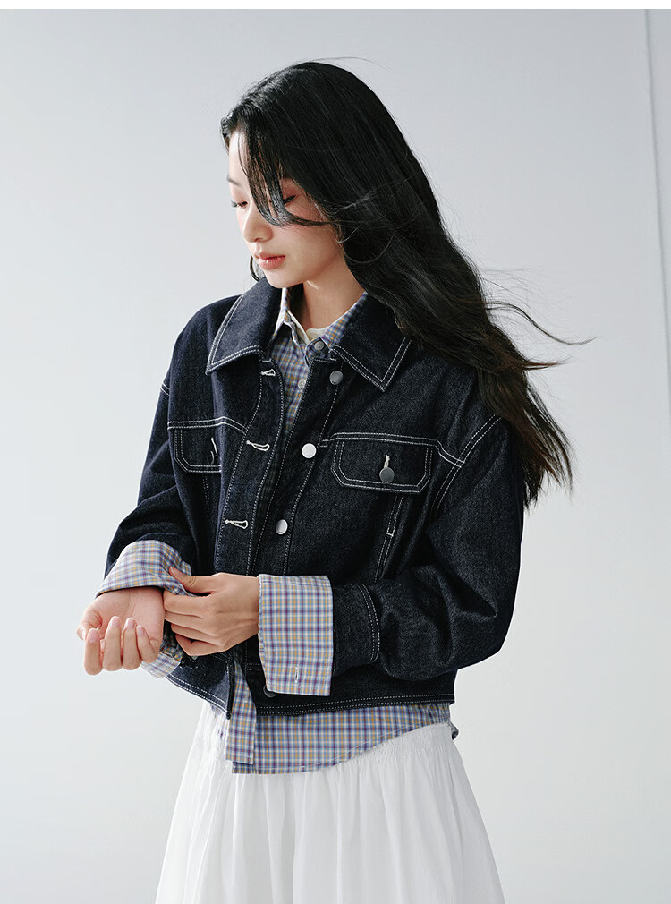 Semir Women's Denim Jacket Short Retro Fashion Boxy Jacket 2026 Spring Commuter 109126108005 24