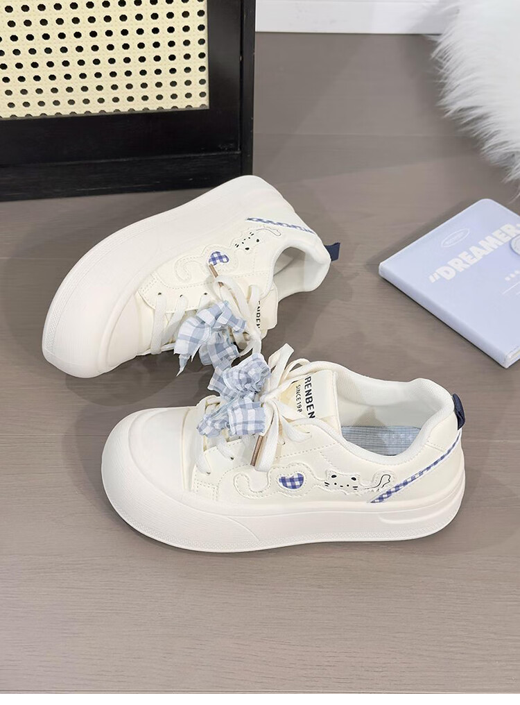 Renben Soft Sole Lightweight White Sneakers for Women Trending Original Versatile Chunky Head Bread Shoes Thick Sole Sports Sneakers for Women 7