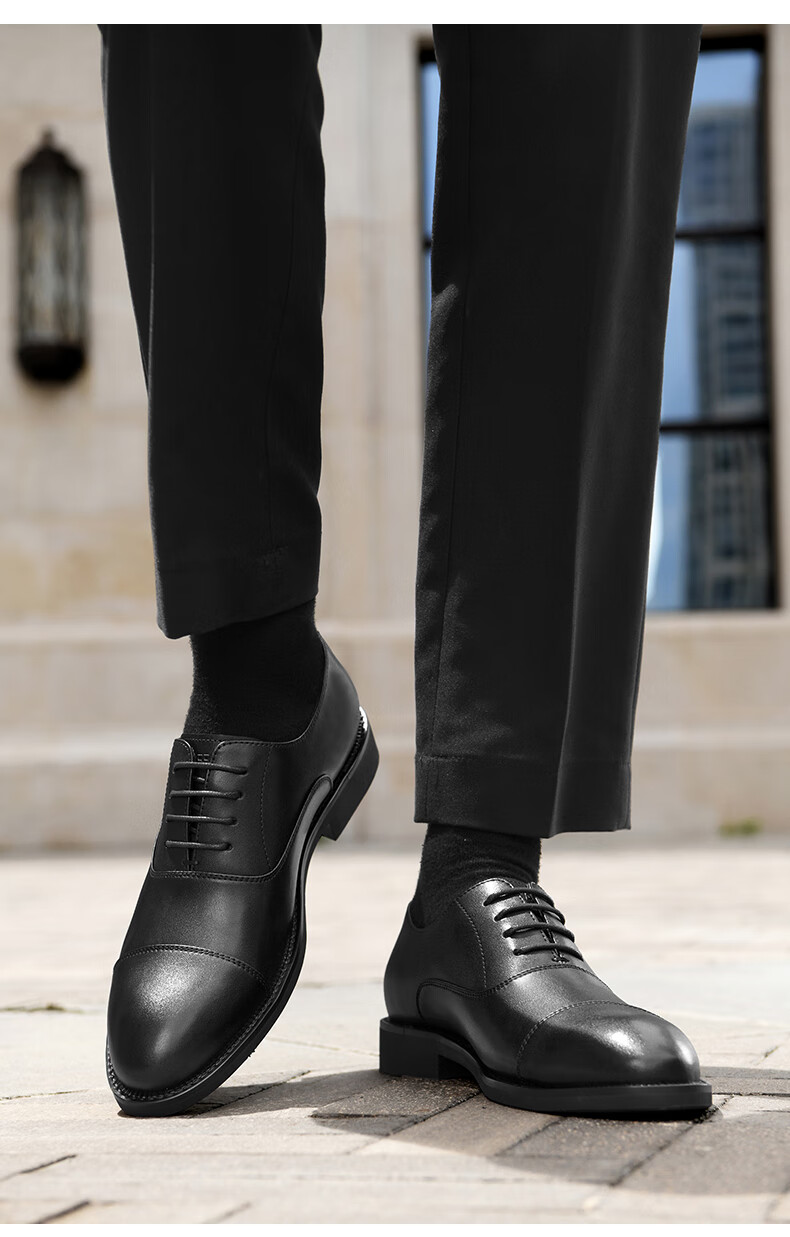 HLA Men's Business Formal Casual Comfortable Lightweight Lace-up Oxford Shoes HAAPXM2EAV106 Black Size 38 9