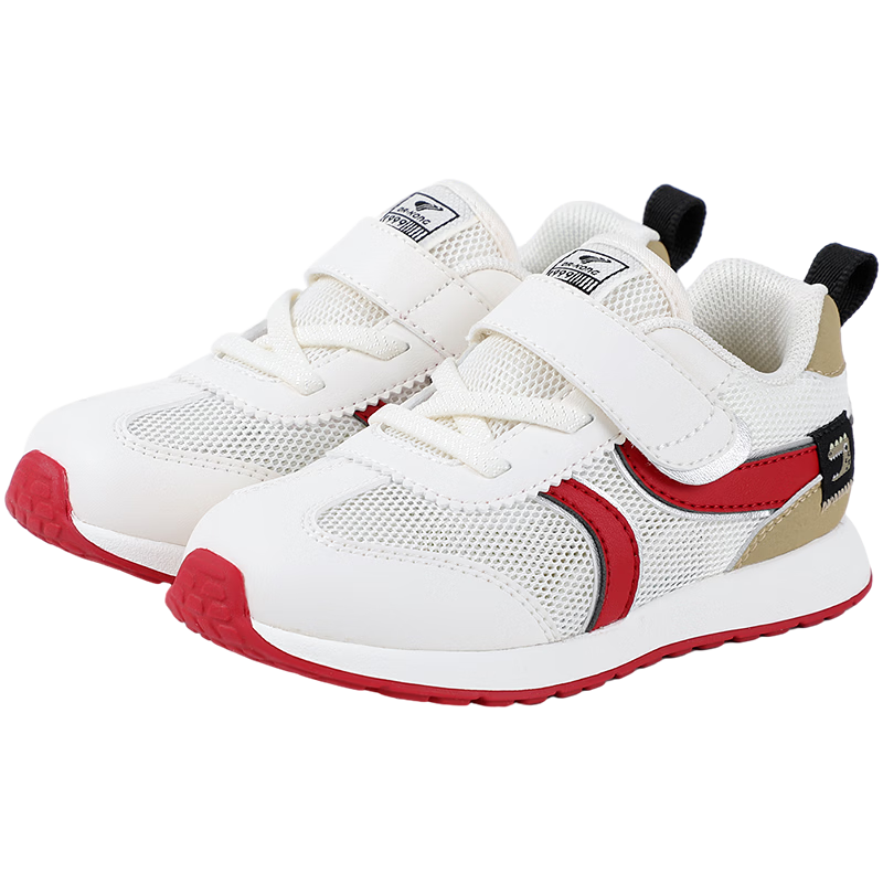 DR路KONG Spring Boys' Velcro Walking Shoes Breathable Mesh Kids' Shoes Beige/Red/Khaki Size 27