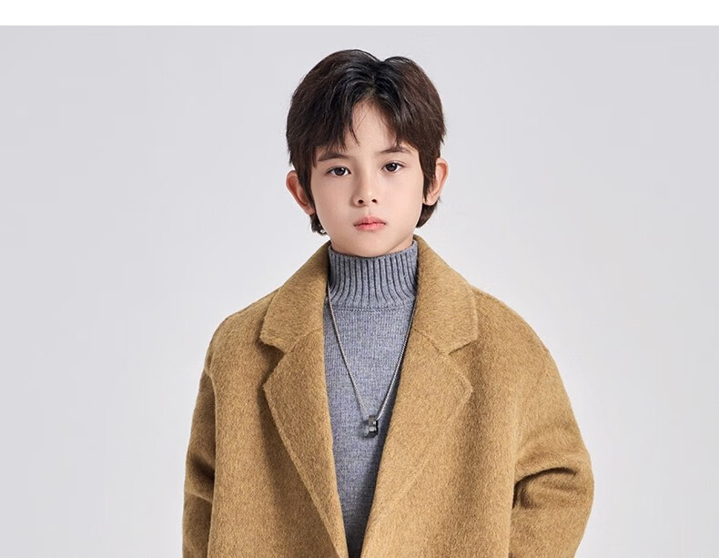Romon Kids Reversible Wool Coat Autumn Winter Boys Girls Woolen Mid-Length Korean Style Jacket Charcoal Gray 170 31