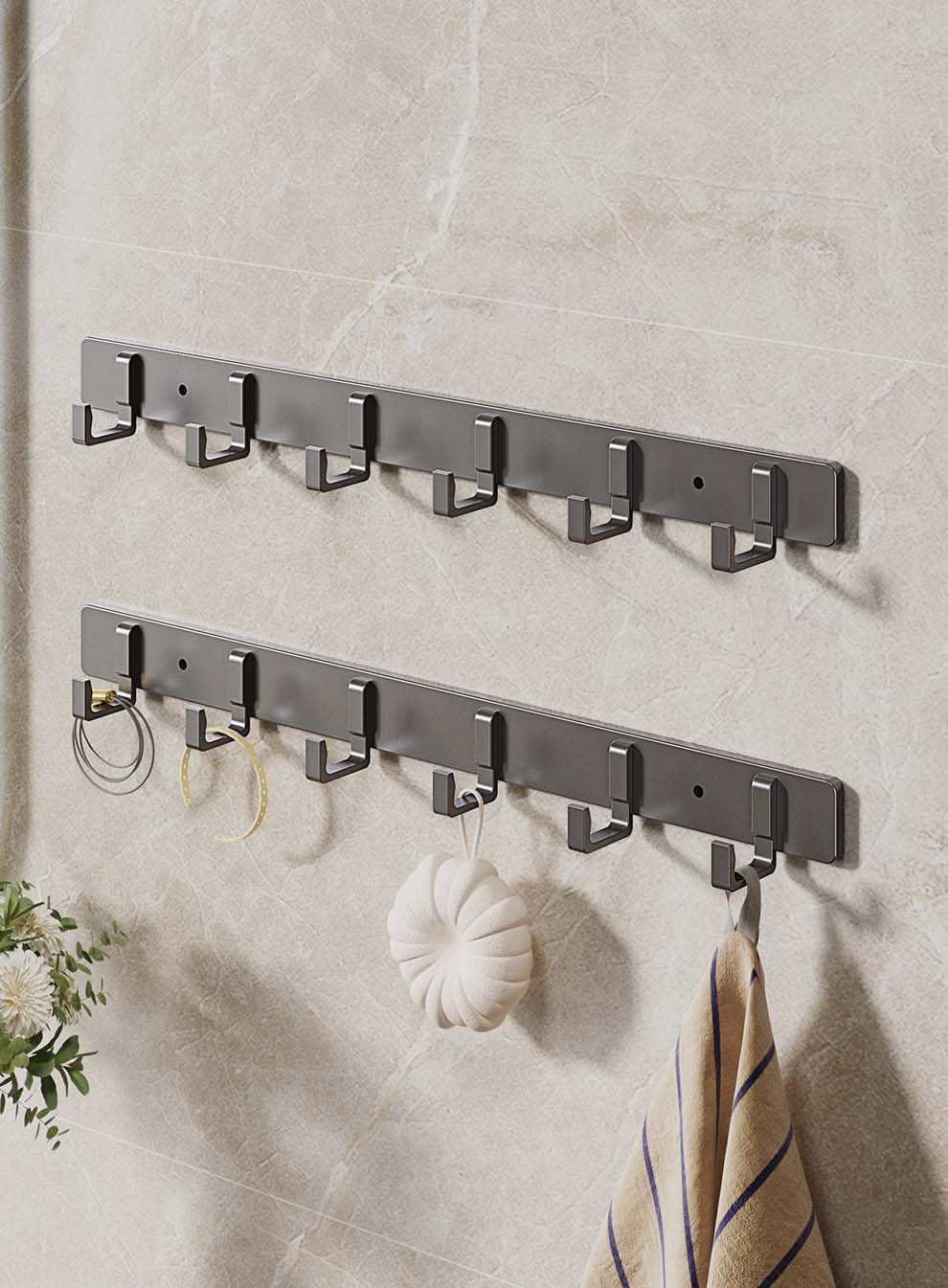MICOE Space Aluminum No-Drill Bathroom Adhesive Hook Strong Towel and Clothes Hanging Hook for Door and Wall 11