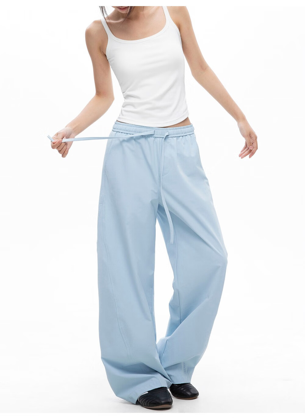 ICH MODE Women's American Style Straight White Pants Thin Loose Popular Cargo Sports Casual Pants White XL 24