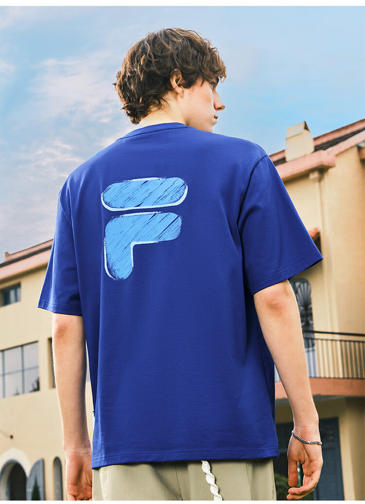 FILA FUSION Fashion Brand Zhang Hao Couple Knit Short Sleeve Shirt 2026 Spring Casual Loose Pure Cotton T-Shirt 49