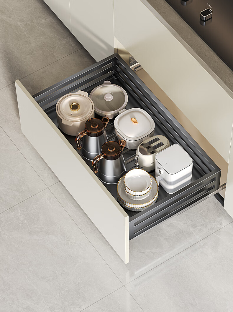 Sijimuge Kitchen Pull-Out Basket Cabinet Drawer Double-Layer Dish Rack Inner Pot Bowl Plate Chopsticks Storage Rack 1