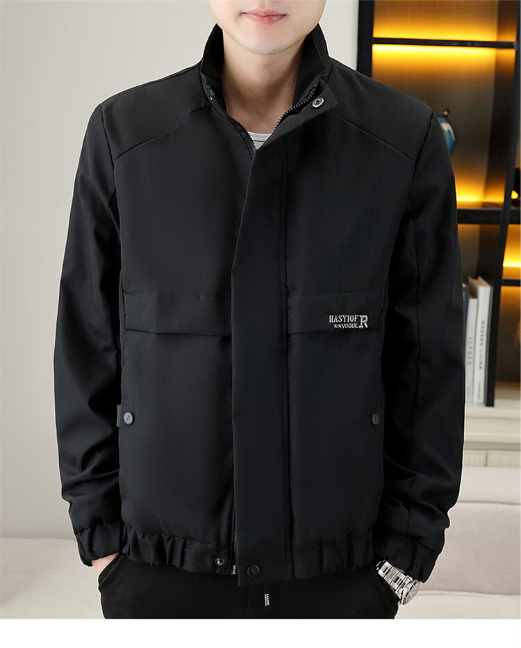 MARK FAIRWHALE Men's Winter Thickened Fleece Lined Work Jacket Stand Collar Warm Coat Black Fleece Lined 3XL 9