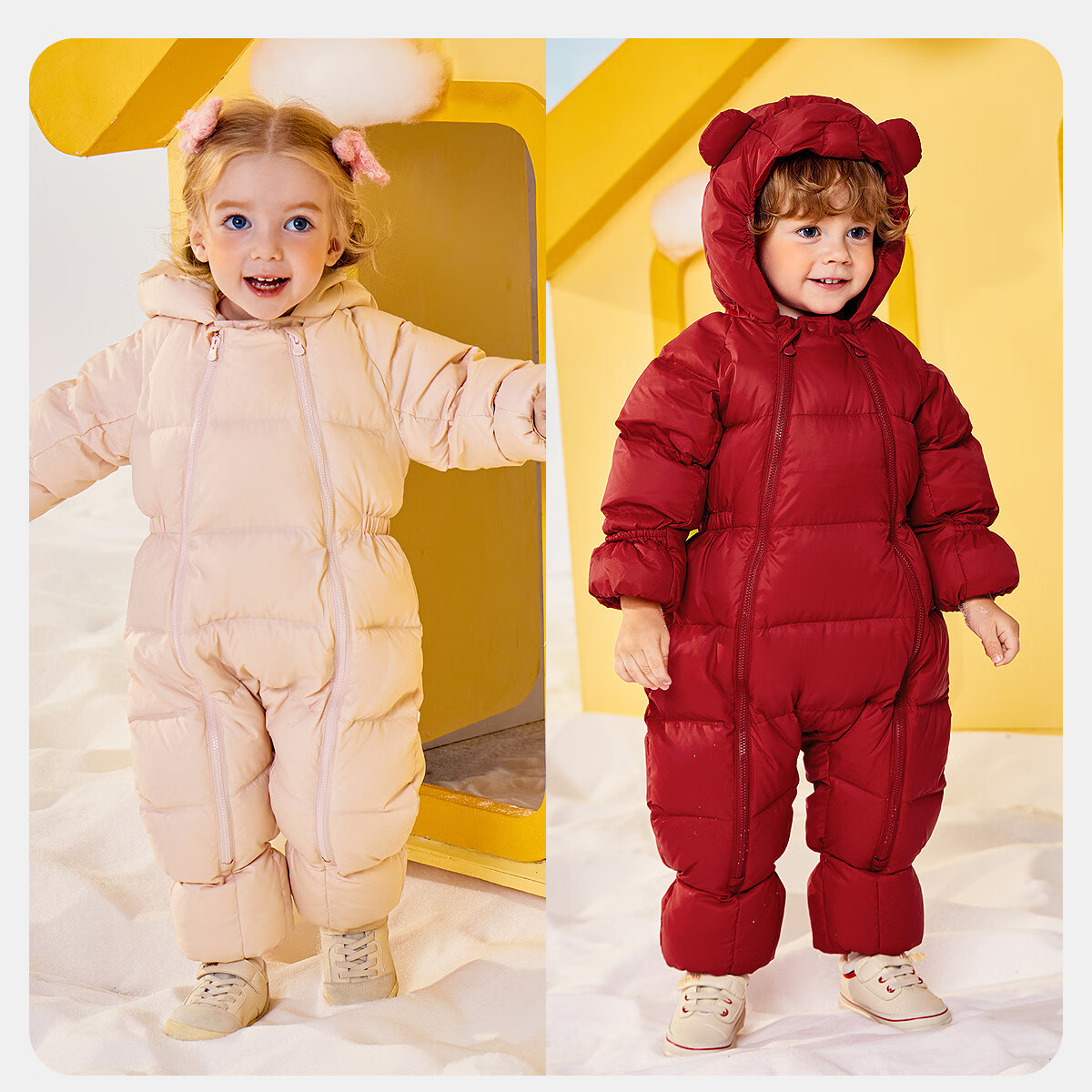 Minibala Bala [Three-proof] Baby Infant Down One-piece Suit with Hand and Foot Covers, Warm, Three-proof Belly Protection, Thickened Cold-resistant New Model