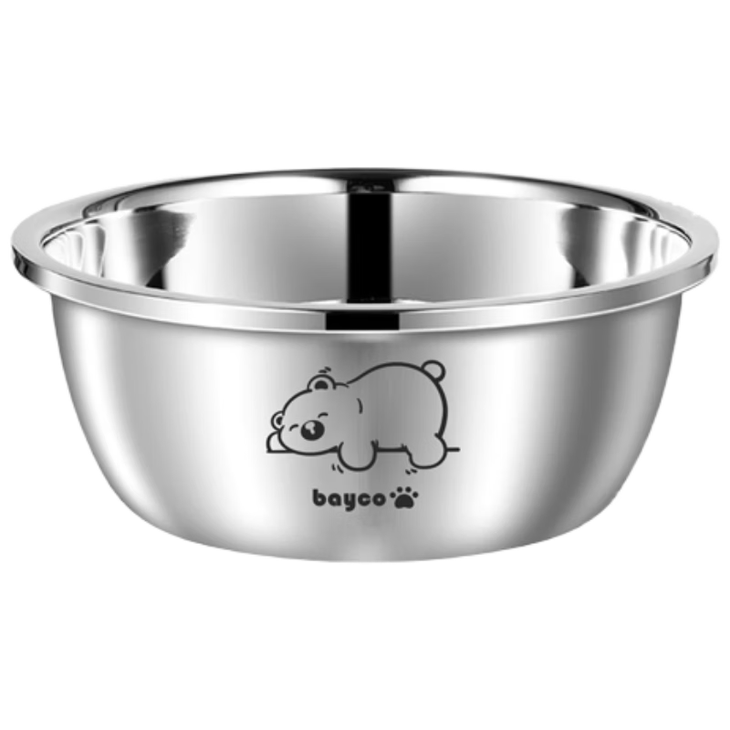 Bayco Stainless Steel Food-Grade Mixing Bowl for Washing Vegetables, Kneading Dough, and Cleaning Baby Bottles BX27755