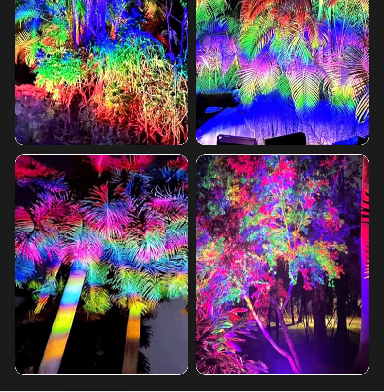 Yaming LED Rainbow Floodlight Spotlight Outdoor Waterproof Garden Tree Light Ground Spike Lawn Light 50W 3