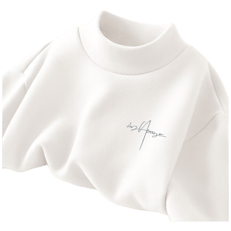 Warrior Men's Fleece-Lined Long Sleeve T-Shirt Autumn Winter Sportswear Loose Fit Warm Half High Collar Base Shirt Black L