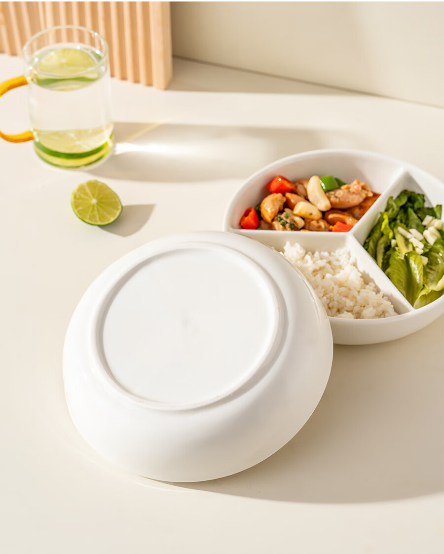 Onlycook Ceramic Divided Steaming Plate for Vegetables and Braised Meat, Household Steaming Bowl, Electric Rice Cooker Round Steaming Plate 11