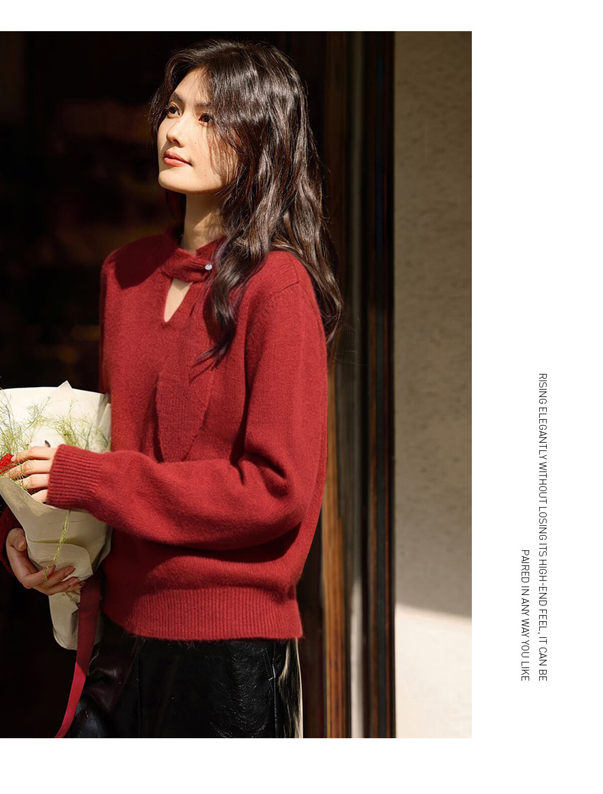She Enjoy Knitwear Women's Solid Color Rolled Edge Raglan Sleeve Sweater Loose Fit Lantern Sleeve Round Neck Knit Top T51Z018 6