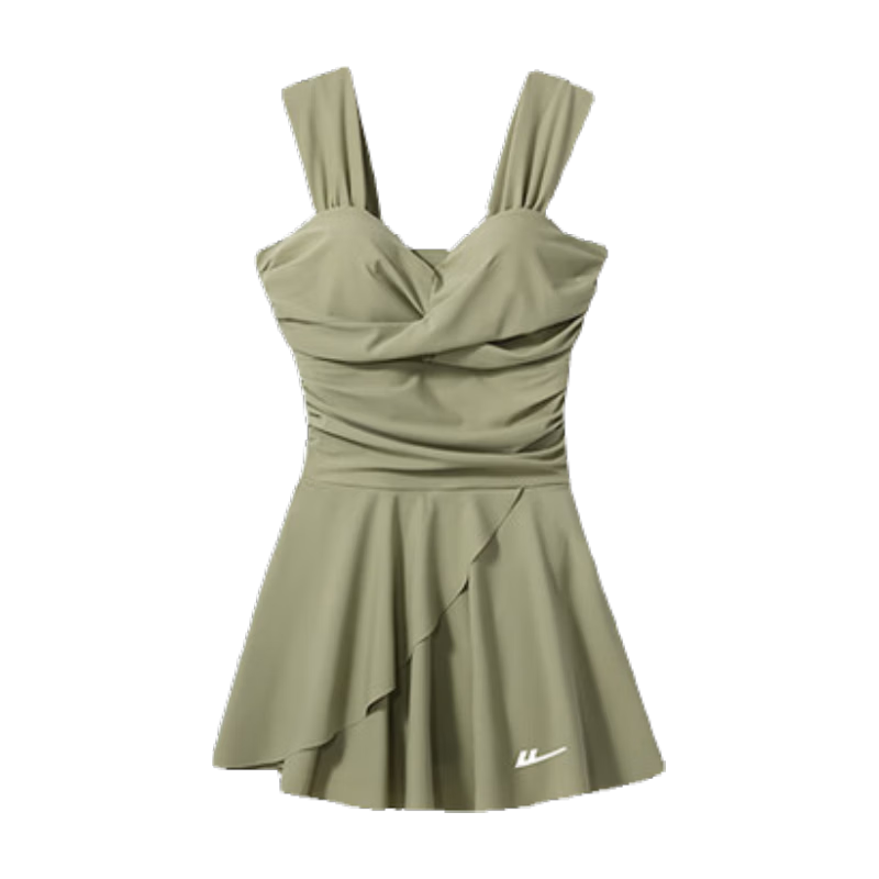 Huili One-Piece Swimsuit Dress for Women, Sexy, Tummy-Concealing, Slimming, Elegant, Suitable for Hot Springs And Vacations, 15255H1L, Green, Size L