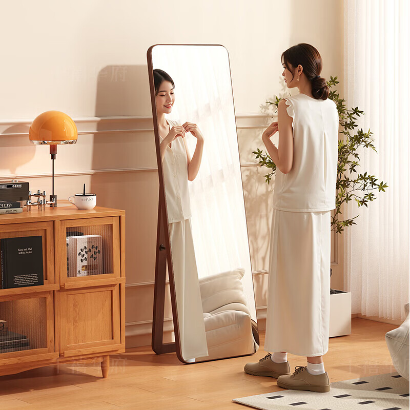 Millennium Mansion 2025 New Solid Wood Full-Length Mirror Floor Mirror for Home Bedroom Dressing Mirror Wall-Mounted 75cm