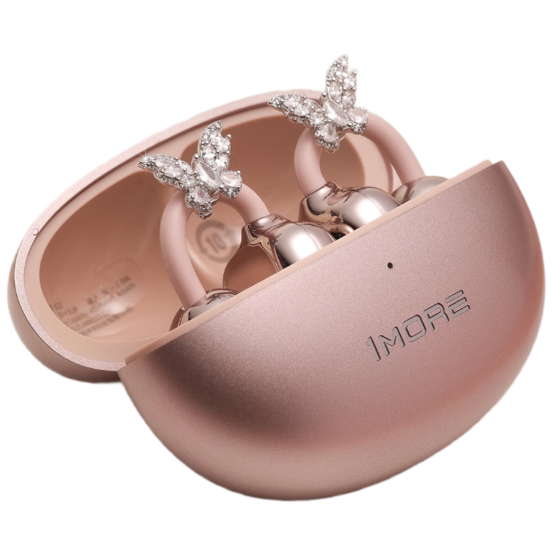 1MORE S22 Clip-on Bluetooth Earphones Special Edition - Silver Butterfly Clip-on Rhinestone Earrings Gift 1