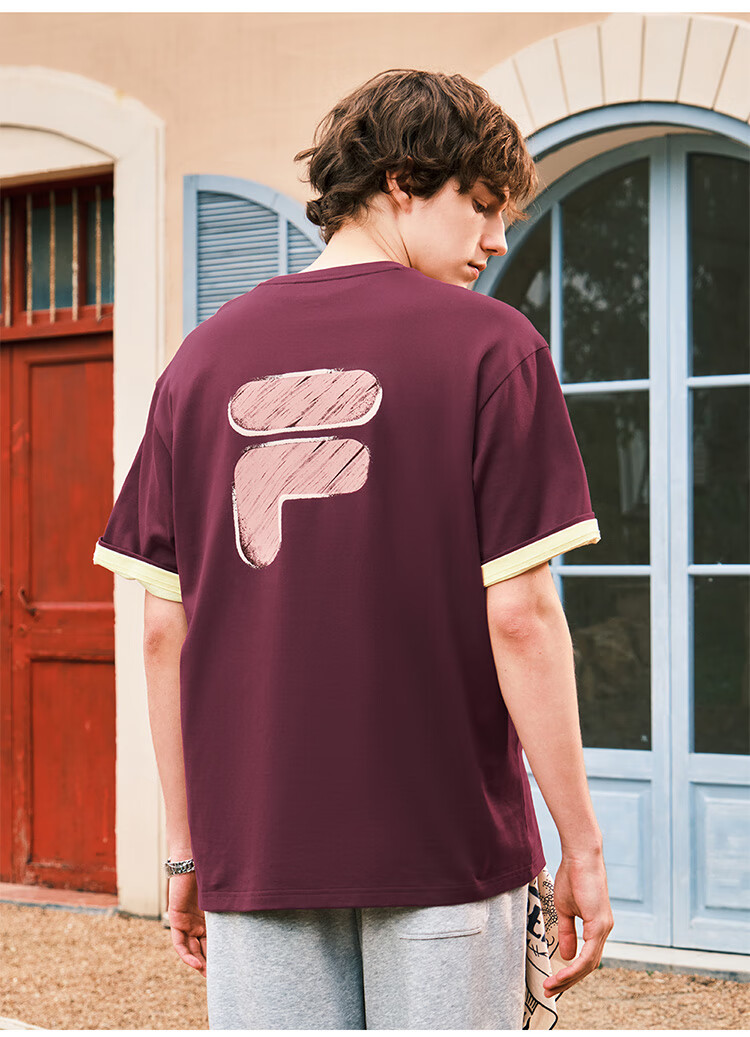 FILA FUSION Fashion Brand Zhang Hao Couple Knit Short Sleeve Shirt 2026 Spring Casual Loose Pure Cotton T-Shirt 40