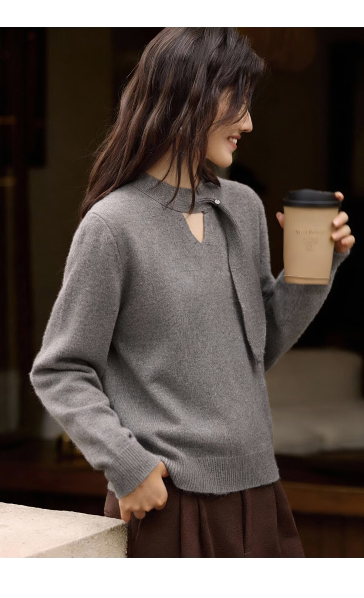 She Enjoy Knitwear Women's Solid Color Rolled Edge Raglan Sleeve Sweater Loose Fit Lantern Sleeve Round Neck Knit Top T51Z018 3