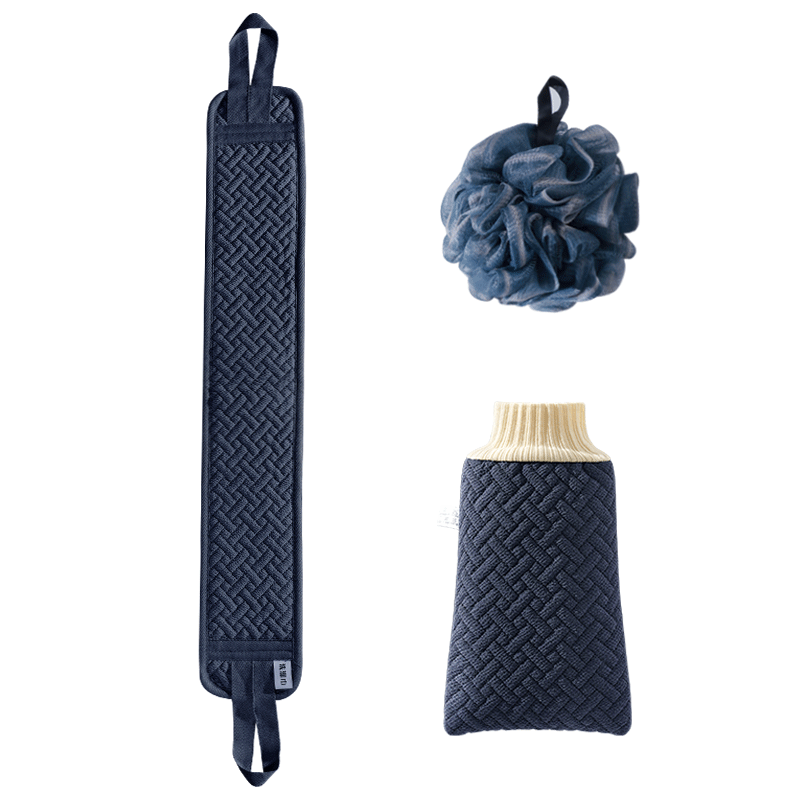Creative Art Exfoliating Washcloth for Men, Powerful Back Scrubber, Bathing Tool, Gloves, Back Scrubber, Shower Sponge Set of Three Pieces