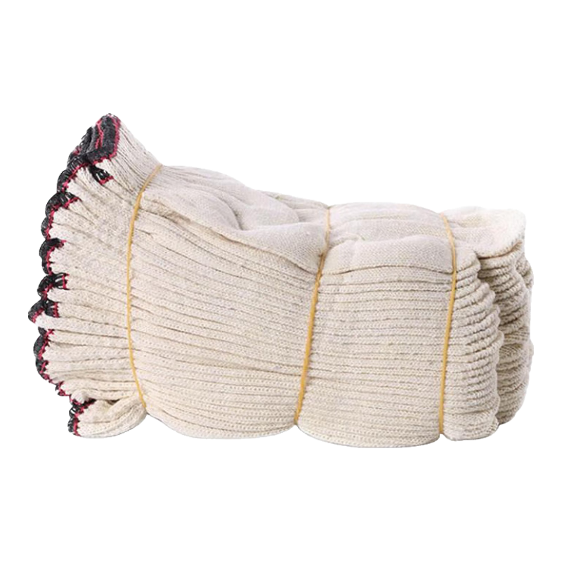 Gongpinxing Cotton Work Gloves, Durable Anti-Slip Breathable Labor Gloves for Construction Sites, Thickened Brown Edge, 50 Pairs