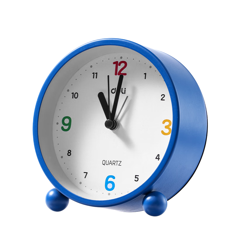 Deli Student Children's Bedside Alarm Clock Powerful Wake-up Silent Sweep Second LE308 Clock Alarm Clock (Blue) Back to School Season
