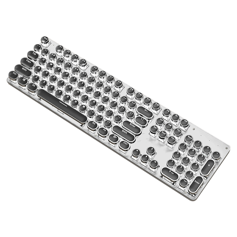 EWEADN TK950 Wireless Bluetooth Punk Mechanical Keyboard And Mouse Set, Wired Tri-Mode Office Gaming Computer Laptop Black Switch Retro Peripherals 104 Keys, Black with White Backlight