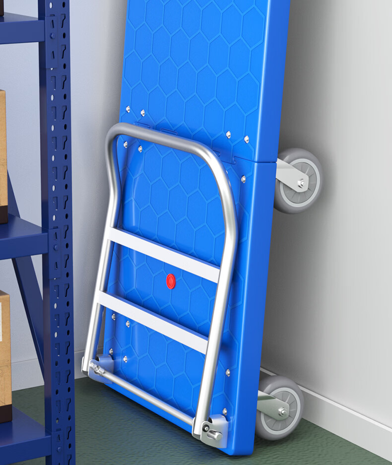 Haojiaju Folding Flatbed Hand Truck, 90*60cm, 1000 Jin Capacity, Four-Corner Anti-Collision, 5-Inch Quiet Wheels, Business Gray, Jingdong Express Delivery, Invoicing, Factory Warehouse Cargo Transport Trolley 9
