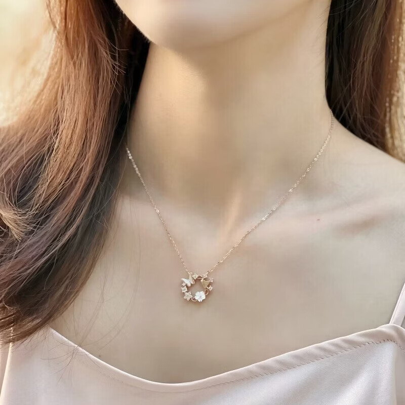 Disney Princess Series Butterfly Rendezvous Necklace 925 Silver Clavicle Chain Luxury Niche 38 Women's Day Gift for Girlfriend