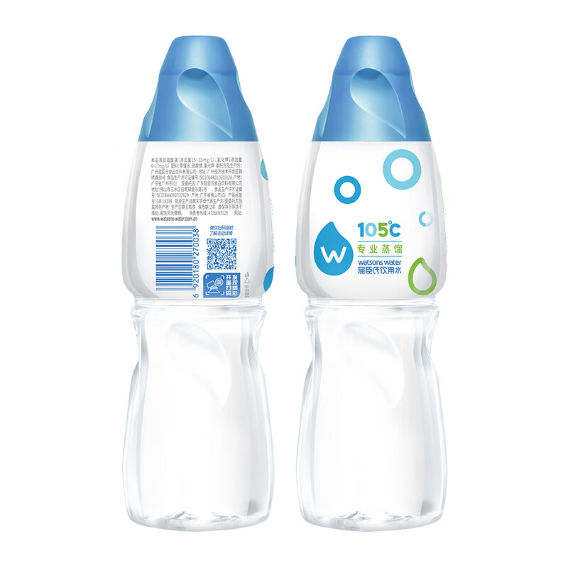 屈臣氏蒸馏水添加矿物质650mL*24瓶整箱瓶装水非矿泉水饮用水会议出行