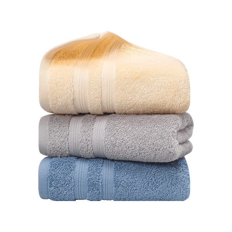 Grace Towel 7A Antibacterial Class A Pure Cotton High Absorbency Sports Face Towels for Men and Women, Blue+Gray+Beige, Pack of 3