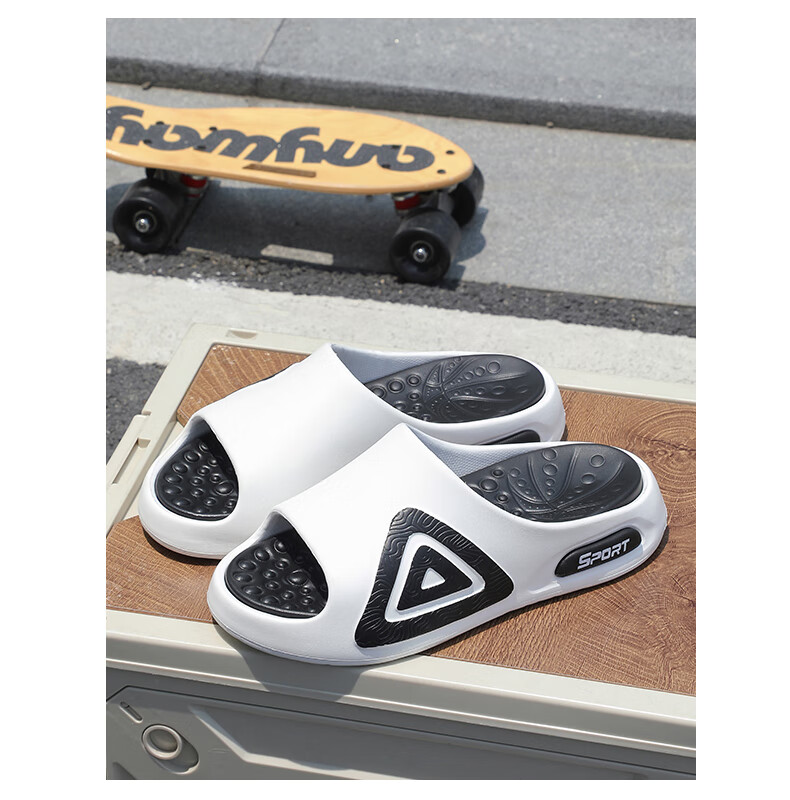 Ganmai Cushioned Thick Sole Slippers Men Summer Outdoor Non-Slip Indoor EVA Sandals White Size 42-43 5