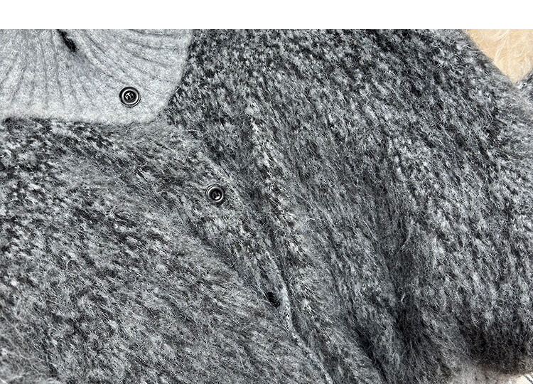 Demana Vintage Style Colorblock Lapel Cardigan with Fluffy Wool Winter Cozy Petite Knit Sweater for Women 18