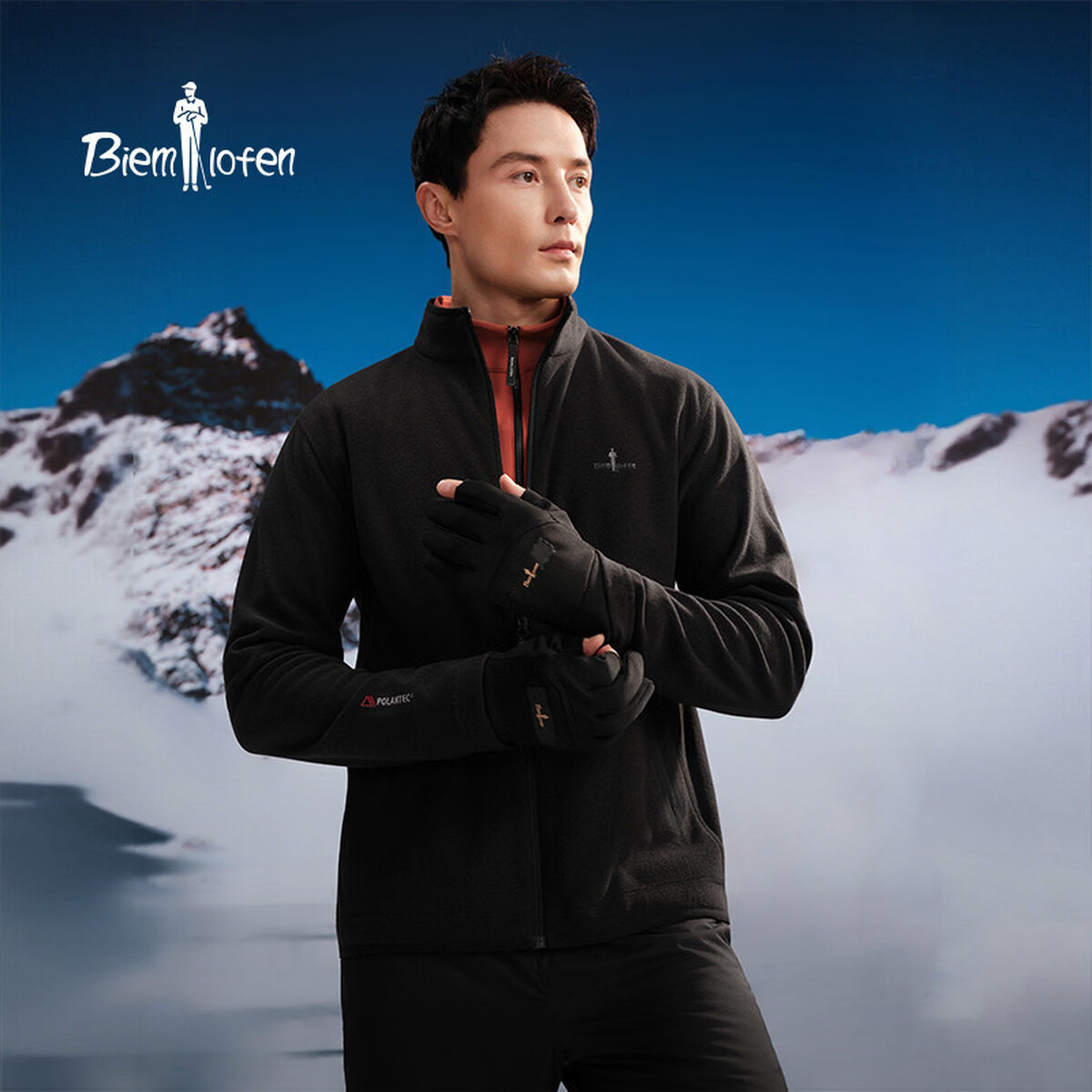 Biyinlefen POLARTEC Fleece New Technology 2025 Autumn Winter Men's Outdoor Stand Collar Knitted Jacket