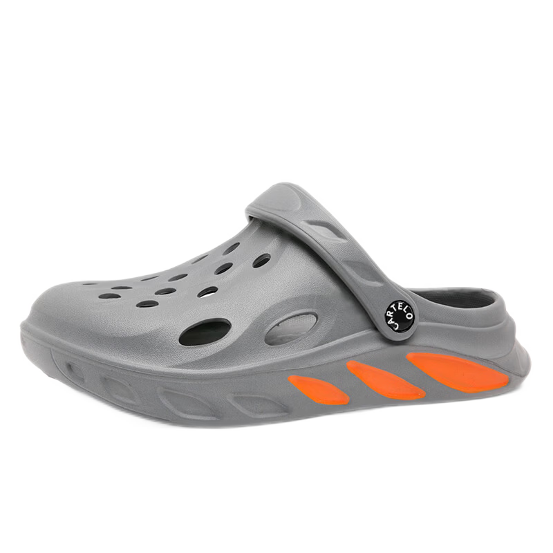 CARTELO Men's Perforated Shoes, Summer Outdoor Dual-Use Sandals, Closed-Toe Slippers, Soft-Soled Beach Sandals