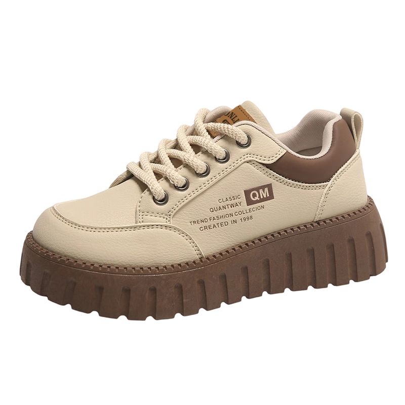 TonLion Women's Shoes, Summer 2026 Thick-Soled Sneakers, Versatile Sports Casual Shoes for Women, Khaki, Size 38