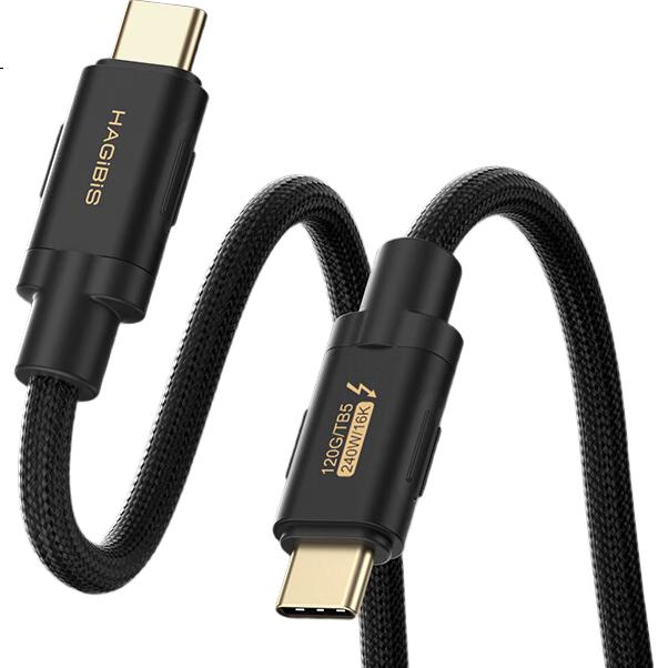 Кабель Hagibis Thunderbolt 5, полный функционал Type-C, коаксиальный плетеный кабель Thunderbolt, высокоскоростная передача 120 Гбит/с, видеокабель 16K HD, жесткий диск PD 240 Вт, док-станция, удлинительный кабель