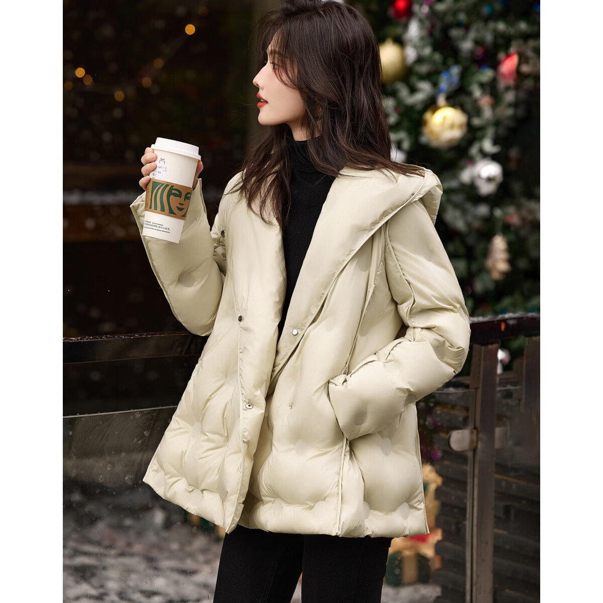 Dme [Dongxuelai] Winter Hooded Loose-Fitting 90% Duck Down Spring Yarn Long-Sleeve down Jacket Women's Short Coat