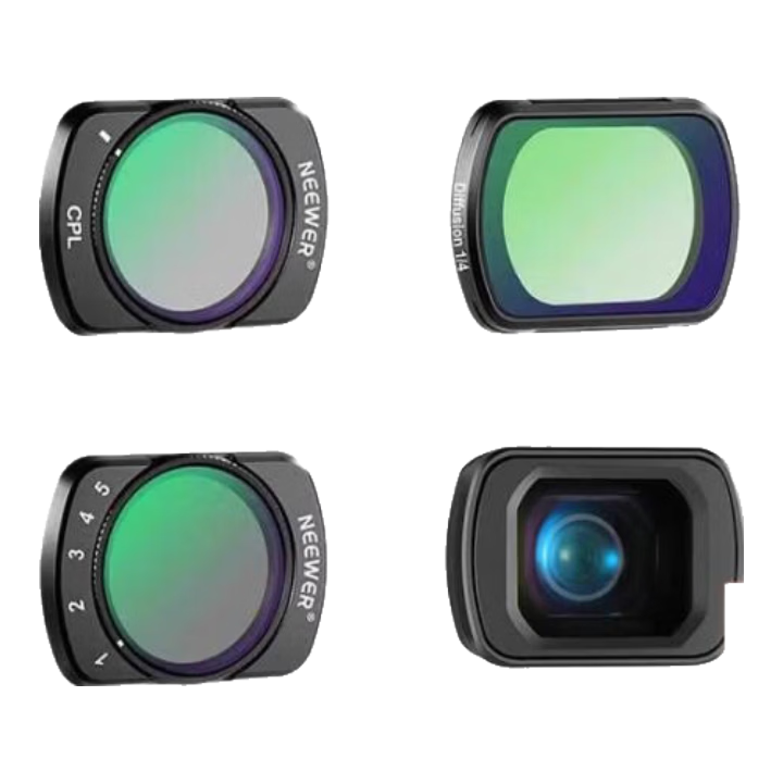 NEEWER Filter Kit for DJI Pocket 4/3 Camera, Magnetic Quick-Release ND Filter, CPL Polarizing Filter, 1/4 Neutral Density Filter, 0.75 Wide-Angle Lens