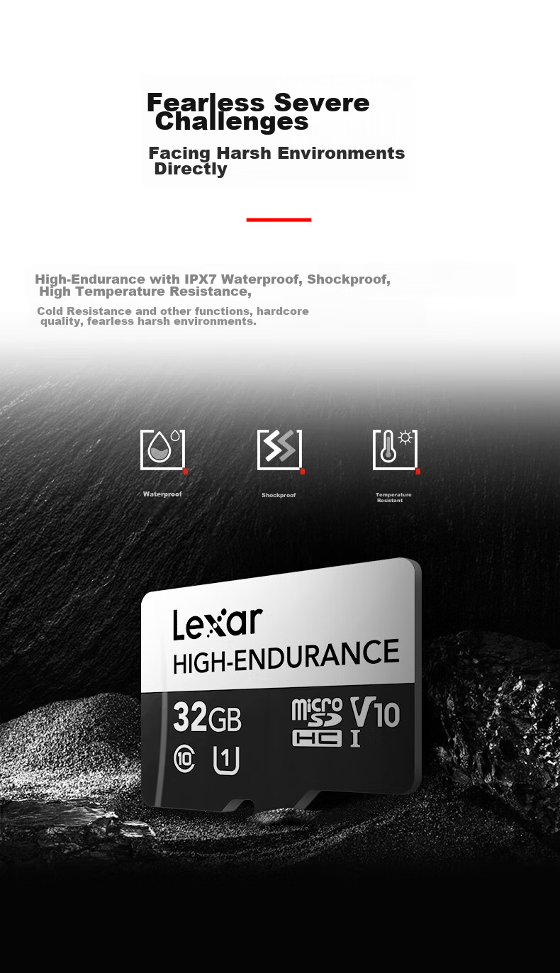 Lexar 32GB TF (MicroSD) Memory Card, C10 UHS-I, Read Speed 100MB/s, Highly Durable, for Dash Cam & Security Monitoring 3