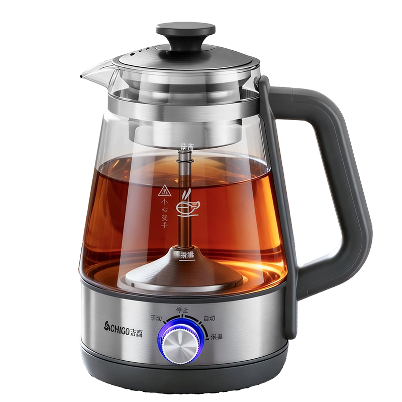 CHIGO 1L Health Pot Electric Tea Kettle 316 Stainless Steel Spray Steaming Tea Maker Multi-Function Tea Brewing and Boiling Kettle