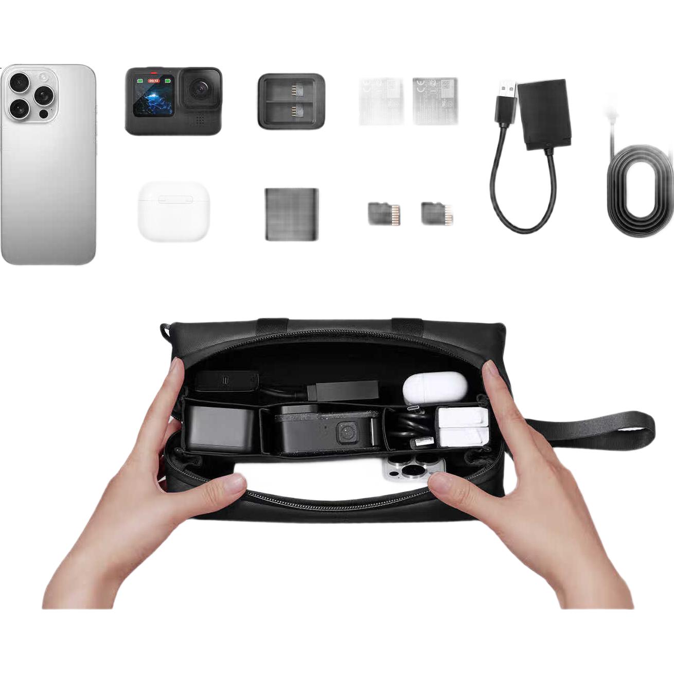 Защитный чехол-органайзер Zhuoer для DJI Pocket 3, аксессуар для хранения, портативная дорожная сумка, большой чехол для Action 5 Pro/4/3