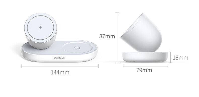 Ugreen 2-in-1 Magnetic Wireless Charger Stand MagSafe Compatible with Apple iPhone 17/16/15/14/13 Pro Max and 7.5W Wireless Earphones Charging 26