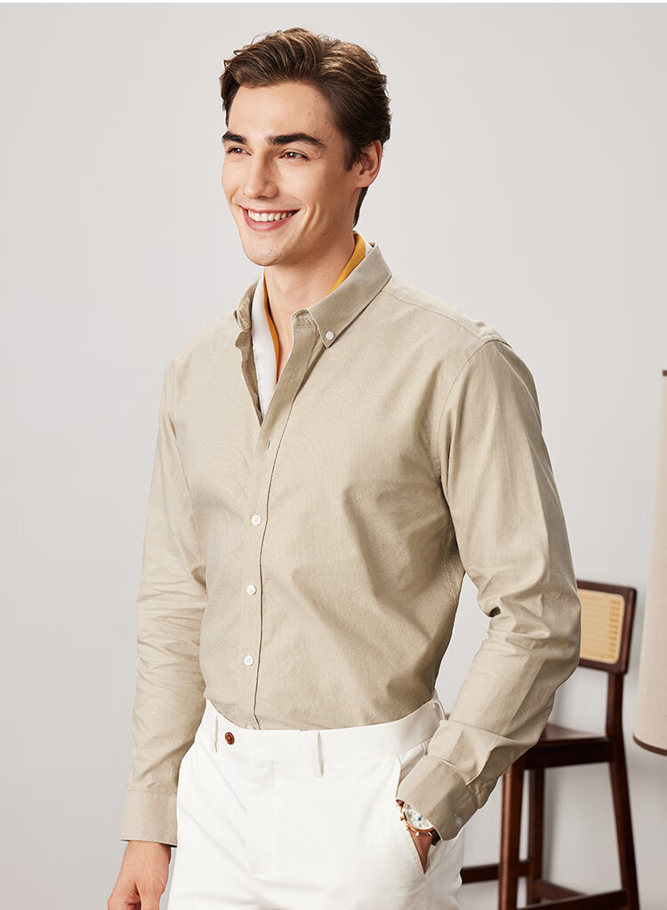 FIRS Men's Long-Sleeve Shirt, All-Season Oxford Cloth, Wrinkle-Resistant, Easy-Care, Breathable And Comfortable Undershirt 11