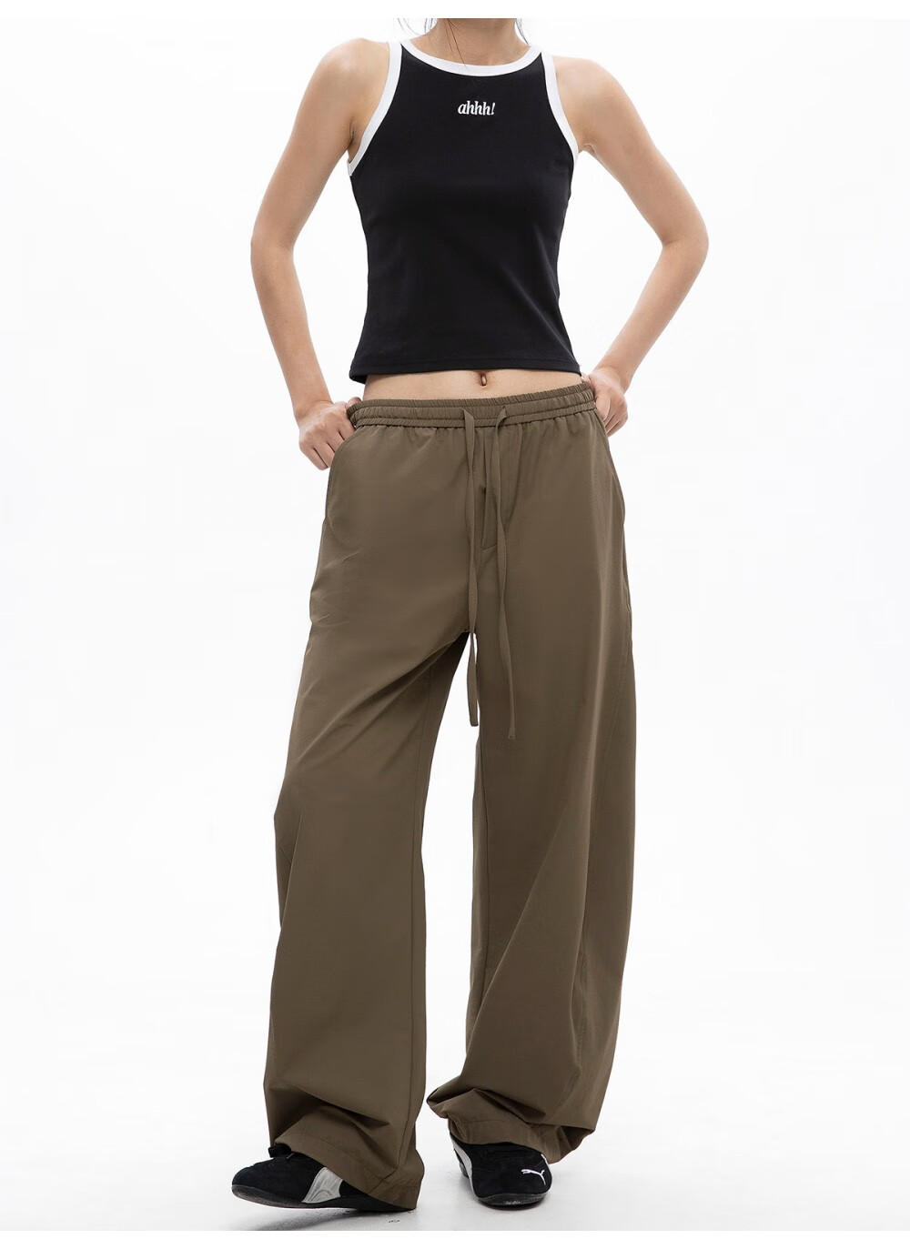 ICH MODE Women's American Style Straight White Pants Thin Loose Popular Cargo Sports Casual Pants White XL 32