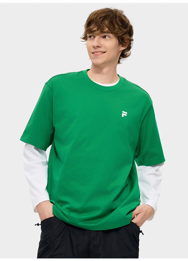 FILA FUSION Fashion Brand Zhang Hao Couple Knit Short Sleeve Shirt 2026 Spring Casual Loose Pure Cotton T-Shirt 84