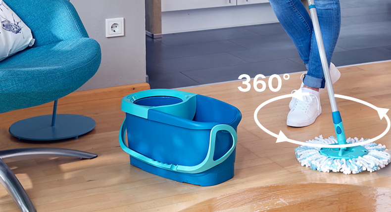 Likui German Imported 32cm Rotating Mop with 1 Cloth and Bucket Set, Telescopic Handle, Hands-Free Washing, Household Floor Cleaning Tool 8